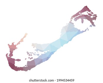 Map of Bermuda. Low poly illustration of the island. Geometric design with stripes. Technology, internet, network concept. Vector illustration.