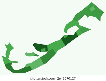 Mapa de Bermudas com regiões. Apenas um simples mapa de fronteira de país com divisão de região. Paleta de cores verde. Bermuda em branco com divisão administrativa. Ilustração vetorial.