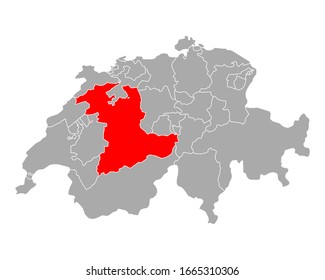 Map of Bern in Switzerland on white
