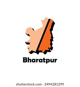 Map of Bharatpur vector design template, national borders and important cities illustration