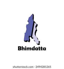 Map of Bhimdatta vector design template, national borders and important cities illustration