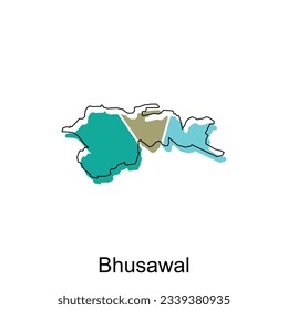 map of Bhusawal vector design template, national borders and important cities illustration