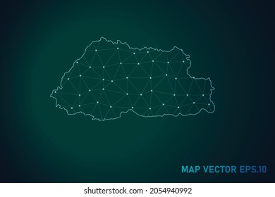 Map of bhutan - Abstract mash line and point scales on dark gradient background. Wire Frame 3D mesh polygonal network line, design sphere, dot and structure. Vector illustration eps 10.