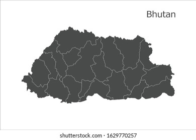 Bhutan Map Vector Black Color Isolated Stock Vector (Royalty Free ...