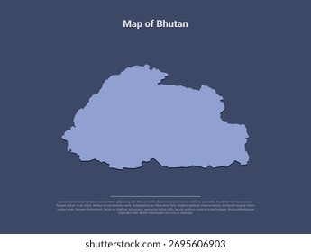 Karte von Bhutan, minimalistische Vektorsilhouette in weichem Blau auf dunklem Hintergrund
