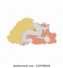 Map of Bhutan. Mosaic style map with flag of Bhutan. Comely vector illustration.