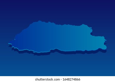 map of Bhutan on blue background. Vector modern isometric concept greeting Card illustration eps 10.