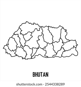 Mapa de Bután - esbozo. Ilustración vectorial de mapa de silueta