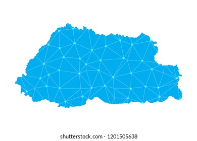 Map of Bhutan from Polygonal wire frame low poly mesh,Bhutan map  Vector Illustration EPS10.