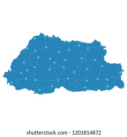 Map of Bhutan from Polygonal wire frame low poly mesh,Bhutan map Vector Illustration EPS10.