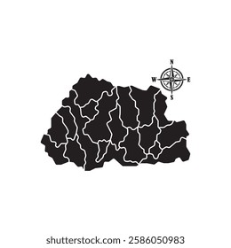 Map of Bhutan. Bhutan map vector illustration.