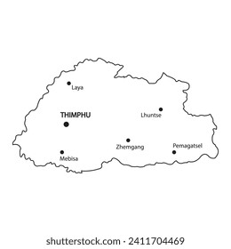 Mapa del diseño del logo de la ilustración vectorial de Bután