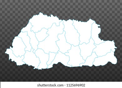 Map of Bhutan. Vector illustration on transparent background. Items are placed on separate layers and editable. Vector illustration eps 10.