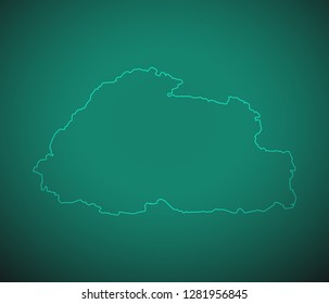 Map of Bhutan,Green map on dark background. Vector illustration eps 10.