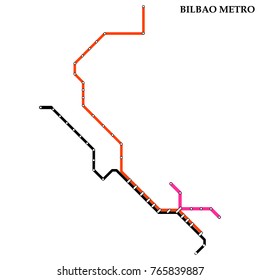 Map of Bilbao metro, Subway, Template of city transportation scheme for underground road. Vector illustration