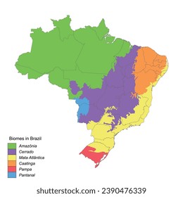 Map of biomes in Brazil, six brrazilian terrestrial biomes svg
