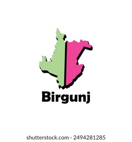 Map of Birgunj vector design template, national borders and important cities illustration