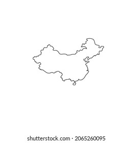 map black outline China isolated on white background.thin line china map icon