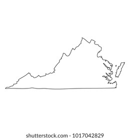 Map black outline state USA - Virginia