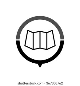 map - black vector icon; map pointer;  message bubble