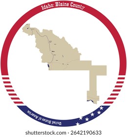 Map of Blaine County in Idaho, USA arranged in a circle.