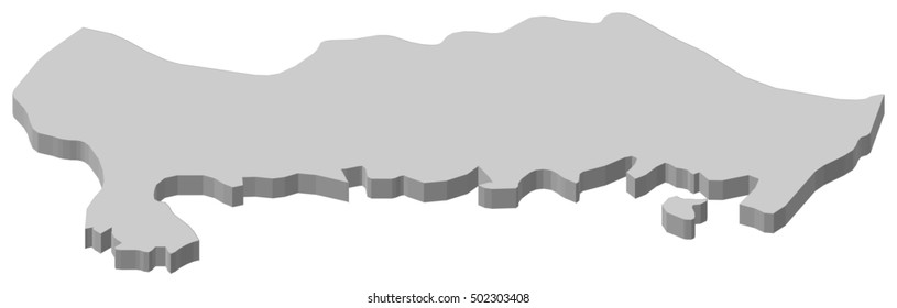 Map - Blekinge County (Sweden) - 3D-Illustration