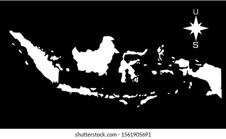 Map of the blind area of ​​Indonesia, with black and white