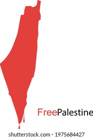map blood red of palestine