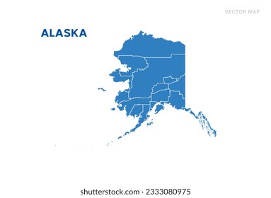 Map blue of Alaska on white background vector.