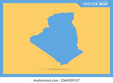 Mapa azul de Argelia sobre el vector de fondo amarillo.