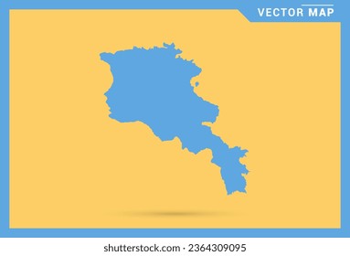 Map blue of Armenia on yellow background vector.
