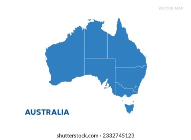 Map blue of Australia on white background vector.