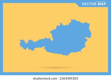 Map blue of Austria on yellow background vector.