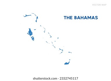 Mapa azul de Bahamas sobre vector de fondo blanco.