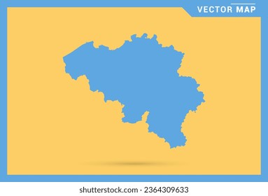 Mapa azul de Bélgica sobre el vector de fondo amarillo.