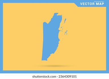 Map blue of Belize on yellow background vector.