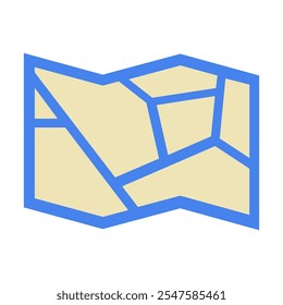 Map With Blue Borders In Flat Vector Illustration Symbolizing Navigation, Geography, And Cartography, Isolated On White Background