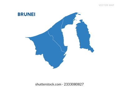 Karte blau von Brunei auf weißem Hintergrund, Vektorgrafik.