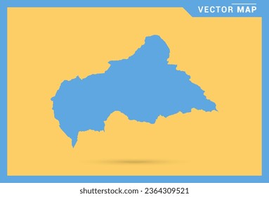 Mapa azul de África Central sobre vector de fondo amarillo.