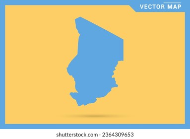 Map blue of Chad on yellow background vector.