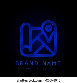 Map blue chromium metallic logo