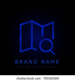 Map blue chromium metallic logo