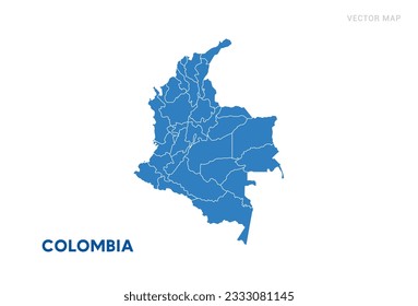 Map blue of Colombia on white background vector.
