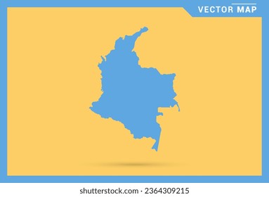 Map blue of Colombia on yellow background vector.