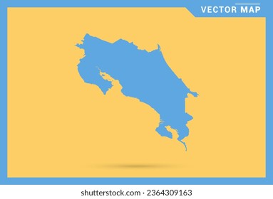 Map blue of Costa Rica on yellow background vector.