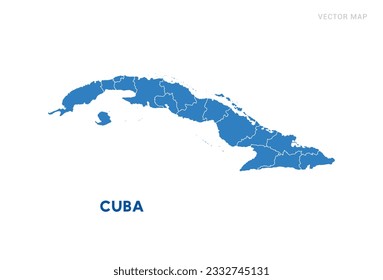 Mapa azul de Cuba sobre el vector de fondo blanco.