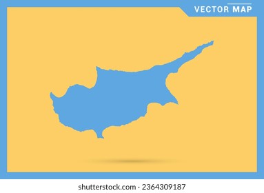 Mapa azul de Chipre sobre el vector de fondo amarillo.