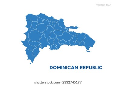 Map blue of Dominican Republic on white background vector.