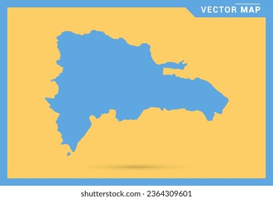 Map blue of Dominican Republic on yellow background vector.