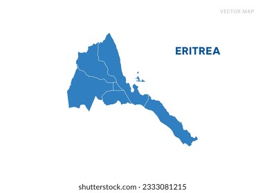 Mapa azul de Eritrea sobre el vector de fondo blanco.
